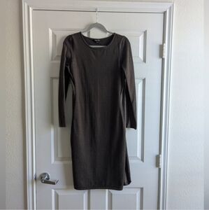 Etcetera Knit Bodycon Dress With Faux Suede Side Panels, Brown, Size Medium